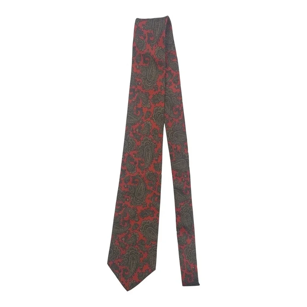 Jos A Bank Executive Collection Men's Red‎ Paisley Silk Necktie Short